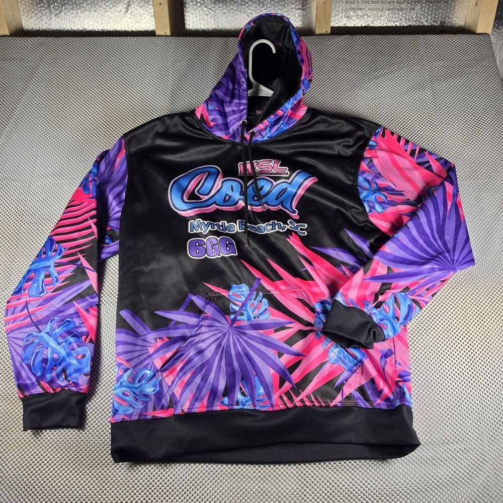 Double D Apparel WSL Coed Myrtle Beach SC 6GG Hoodie Mens L Tropical Graphic
